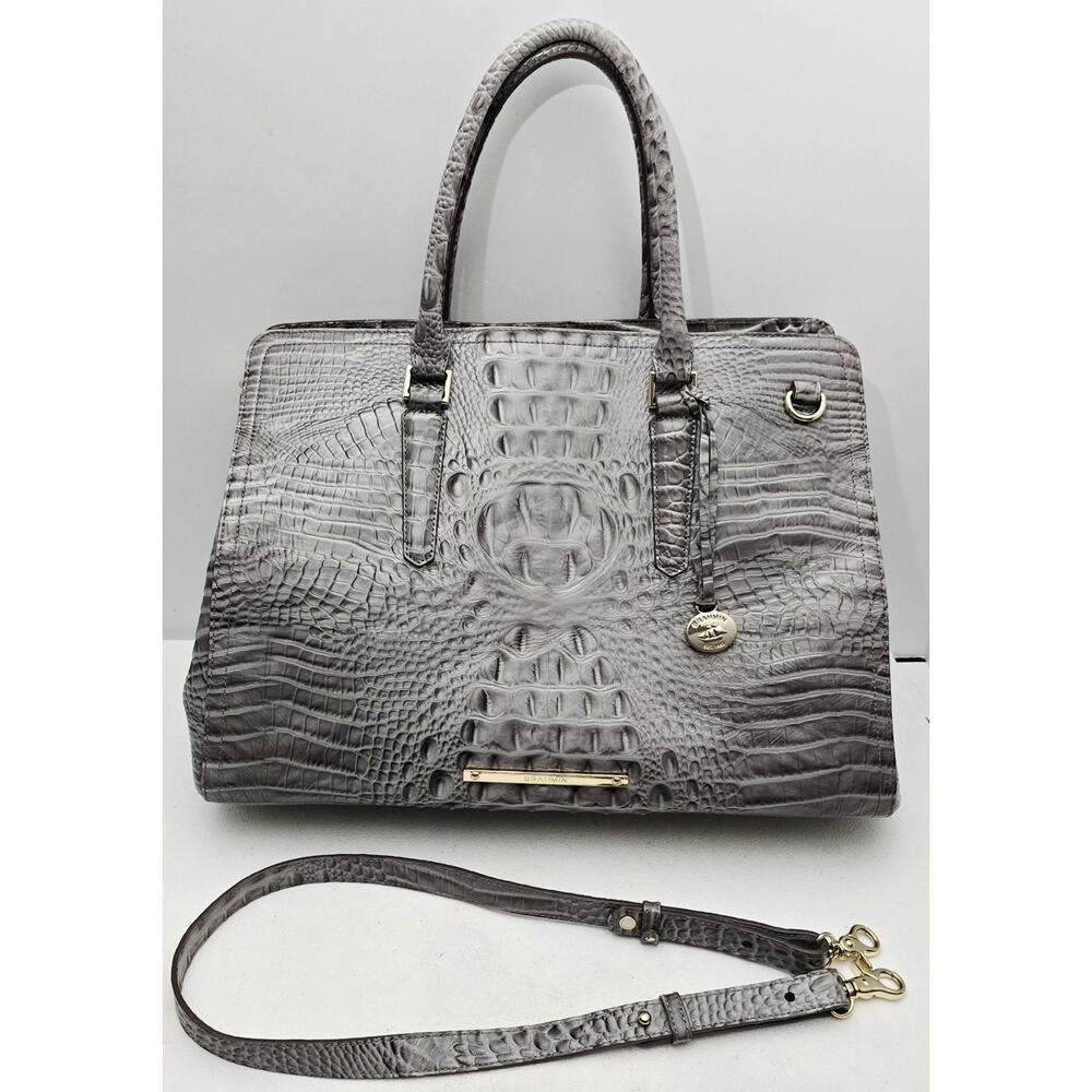 Brahmin Finley Carryall Oyster Grey Melbourne Large Shoulder/Satchel Bag